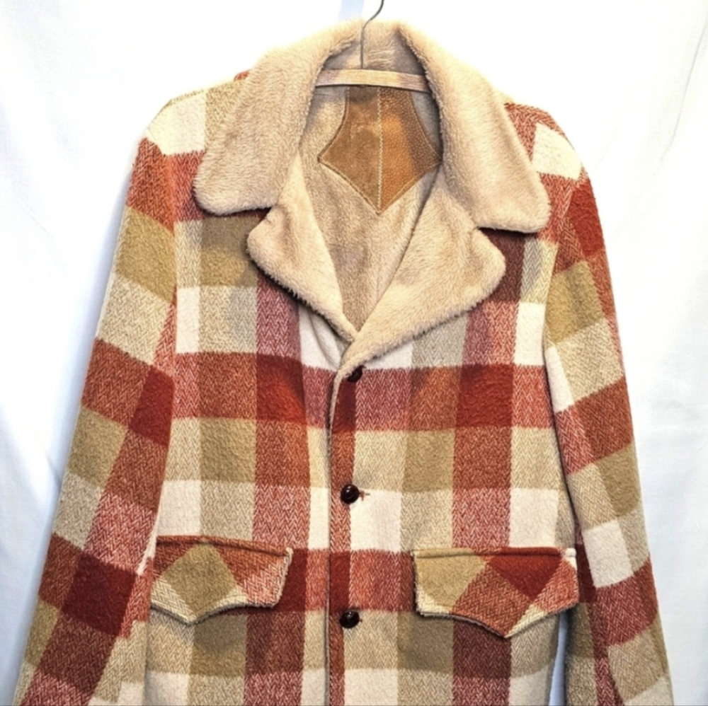 Vintage 70s plaid wool coat